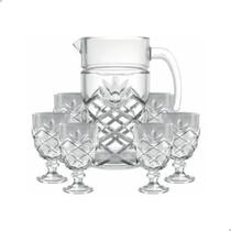 Conjunto de Jarra 1,4L e Taças 200ml Pinea 7 Peças em Vidro