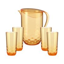 Conjunto de Jarra 2 L + 04 Copos 400 ml Laranja Flame Coza