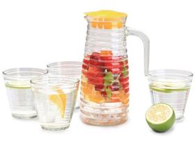 Conjunto de Jarra 800ml e Copos 220ml de Vidro Hauskraft Emma 5 Peças