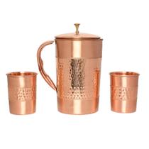 Conjunto de Jarra de Água de Cobre HealthGoodsIn 1,5L com 2 Copos Conjunto de Jarra de Água de Cobre HealthGoodsIn 1,5L com 2 Copos