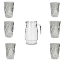 Conjunto De Jarra De Vidro E 6 Copos Diamond Transparente Água Drink Suco Bebidas - 123 Util Conjunto De Jarra De Vidro E 6 Copos Diamond Transparente Água Drink Suco Bebidas - 123 Util