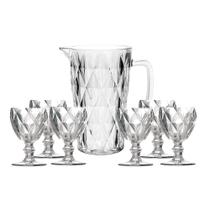 Conjunto de Jarra e 6 Taças Diamante Clear Class Home Conjunto de Jarra e 6 Taças Diamante Clear Class Home