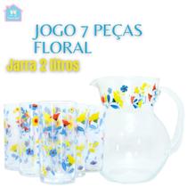 Conjunto de Jarra e Copos personalizado Floral 7 Peças - Nadir Entrega Rápida