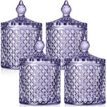 Conjunto de jarras de doces de vidro Aoriher Home Decor Storage, 4 peças de roxo claro Conjunto de jarras de doces de vidro Aoriher Home Decor Storage, 4 peças de roxo claro