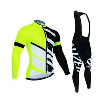 Conjunto De Jersey De Ciclismo Masculino Para Inverno, Manga Longa, Fleece Quente, Roupas Para