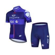 Conjunto De Jersey De Ciclismo Respirável Preto Verão 2025 FDJ MTB, Roupa De Ciclismo De Manga Curta
