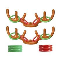 Conjunto De Jogo De Argolas Com Chifres De Rena Marrom Para Festas De Natal Em Família Conjunto De Jogo De Argolas Com Chifres De Rena Marrom Para Festas De Natal Em Família
