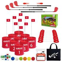 Conjunto de Jogo de Golfe ao Ar Livre OAYE com 9 Buracos e Tacos Ajustáveis Conjunto de Jogo de Golfe ao Ar Livre OAYE com 9 Buracos e Tacos Ajustáveis