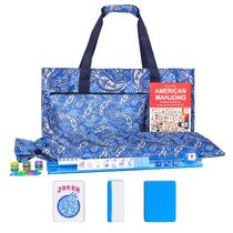 Conjunto de Jogo Mahjong GUSTARIA com 166 Peças, Azuis, com Suportes e Bolsa Conjunto de Jogo Mahjong GUSTARIA com 166 Peças, Azuis, com Suportes e Bolsa