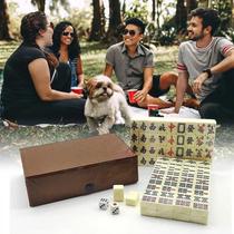 Conjunto De Jogo Mini Mahjong Branco Com 144 Peças Para Reuniões Familiares, Estilo Chinês, Tempo De Conjunto De Jogo Mini Mahjong Branco Com 144 Peças Para Reuniões Familiares, Estilo Chinês, Tempo De