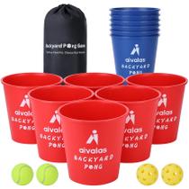 Conjunto de jogos Aivalas Giant Yard Pong com 12 baldes e bolas