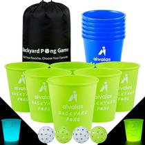 Conjunto de jogos Aivalas Yard Pong Outdoor Glow Toss com 12 baldes