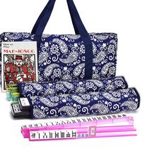 Conjunto de jogos American Mahjong Mose Cafolo com bolsa Paisley azul