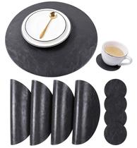 Conjunto de jogos americanos e porta-copos, redondo de 33 cm, material sintético Jovono