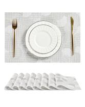 Conjunto de Jogos Americanos Leetaltree Círculo Branco Resistente ao Calor 8 Peças