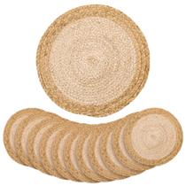 Conjunto de jogos americanos redondos de 13 cm, tapetes de mesa de vime de vime de vime x12