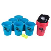 Conjunto de jogos ao ar livre Hey! Jogue! Giant Yard Pong com 12 baldes Conjunto de jogos ao ar livre Hey! Jogue! Giant Yard Pong com 12 baldes