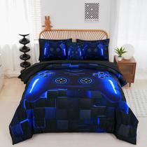 Conjunto de jogos Bed in A Bag PERFEMET Twin Size 6 peças azul Conjunto de jogos Bed in A Bag PERFEMET Twin Size 6 peças azul