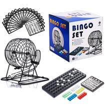 Conjunto de jogos Bingo Cage Doublefan Deluxe com 75 bolas e 15 cartas Conjunto de jogos Bingo Cage Doublefan Deluxe com 75 bolas e 15 cartas