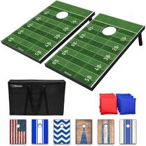 Conjunto de jogos Cornhole GoSports Football Design com estojo de transporte Conjunto de jogos Cornhole GoSports Football Design com estojo de transporte