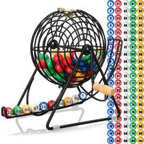 Conjunto de jogos de bingo aberto em gaiola de 24x31x25 cm com 100 bolas