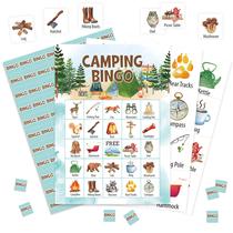 Conjunto de jogos de bingo de acampamento HMJKL com 24 cartas para atividades ao ar livre Conjunto de jogos de bingo de acampamento HMJKL com 24 cartas para atividades ao ar livre