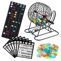 Conjunto de jogos de bingo Homwom Deluxe com 18 cartas, 150 fichas e 75 bolas Conjunto de jogos de bingo Homwom Deluxe com 18 cartas, 150 fichas e 75 bolas
