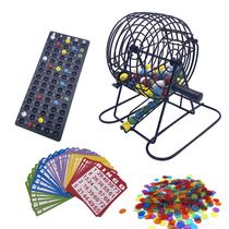 Conjunto de jogos de bingo JUNWRROW Deluxe com gaiola de 15 cm, 75 bolas e 50 cartas Conjunto de jogos de bingo JUNWRROW Deluxe com gaiola de 15 cm, 75 bolas e 50 cartas