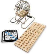 Conjunto de jogos de bingo WE Games Retro com gaiola de metal e placa de madeira