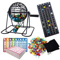 Conjunto de jogos de bingo Yuanhe Deluxe com gaiola de metal, 75 bolas e 100 cartões