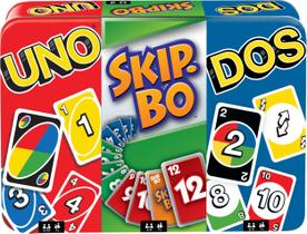 Conjunto de jogos de cartas Mattel Games UNO DOS Second Edition e Skip-Bo Conjunto de jogos de cartas Mattel Games UNO DOS Second Edition e Skip-Bo