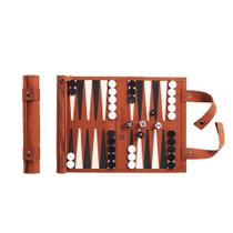 Conjunto de jogos de gamão McGregri Rolled Up Leather Travel