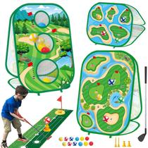 Conjunto de jogos de golfe YSZZYSM 4 em 1 com taco, tapete, rede e pranchas para crianças Conjunto de jogos de golfe YSZZYSM 4 em 1 com taco, tapete, rede e pranchas para crianças