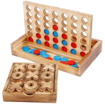 Conjunto de jogos de mesa Glintoper Tic Tac Toe & 4 in a Row Wood