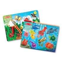 Conjunto de jogos de quebra-cabeça magnético de madeira Melissa & Doug Fishing and Bug Catching