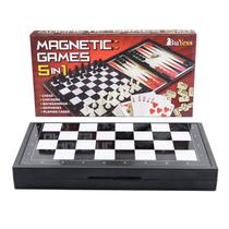 Conjunto de jogos de tabuleiro BUYESS 5 em 1 Magnetic Checkers & Dominoes