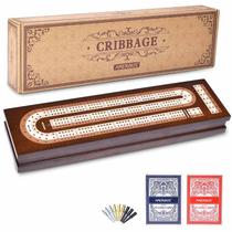 Conjunto de jogos de tabuleiro Cribbage AMEROUS Wooden com fechadura magnética