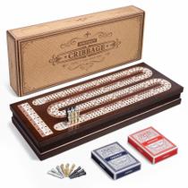 Conjunto de jogos de tabuleiro Cribbage AMEROUS Wooden com fechadura magnética