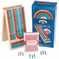 Conjunto de jogos de tabuleiro Cribbage Brybelly Traditional Wooden com cartas Conjunto de jogos de tabuleiro Cribbage Brybelly Traditional Wooden com cartas