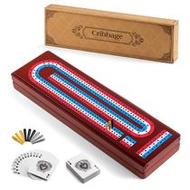 Conjunto de jogos de tabuleiro Cribbage Ceebyfa com grande armazenamento de madeira maciça Conjunto de jogos de tabuleiro Cribbage Ceebyfa com grande armazenamento de madeira maciça
