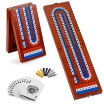 Conjunto de jogos de tabuleiro Cribbage Ceebyfa dobrável com área de armazenamento
