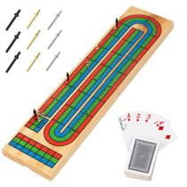 Conjunto de jogos de tabuleiro Cribbage FUNPENY Traditional Wood com cartas