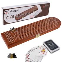 Conjunto de jogos de tabuleiro Cribbage Juegoal Wood 3 faixas com pinos de metal Conjunto de jogos de tabuleiro Cribbage Juegoal Wood 3 faixas com pinos de metal