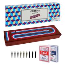 Conjunto de jogos de tabuleiro Cribbage Offelec 38 cm com placar e pinos