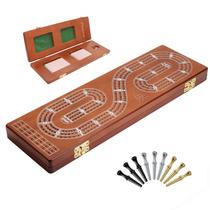 Conjunto de jogos de tabuleiro Cribbage Plusvivo Solid Oak Wood com 3 faixas