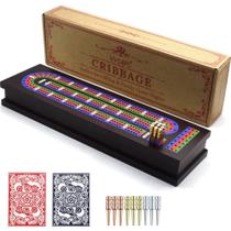 Conjunto de jogos de tabuleiro Cribbage VVSBPL de madeira com pinos e cartões de metal Conjunto de jogos de tabuleiro Cribbage VVSBPL de madeira com pinos e cartões de metal