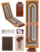 Conjunto de jogos de tabuleiro Cribbage WoodGod Solid Wood 3 Track com acessórios Conjunto de jogos de tabuleiro Cribbage WoodGod Solid Wood 3 Track com acessórios