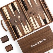 Conjunto de jogos de tabuleiro de gamão Ropoda Sapele Wood 38 cm com acessórios