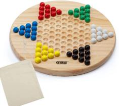 Conjunto de jogos de tabuleiro de madeira de 11,5 polegadas com mármores de madeira extra