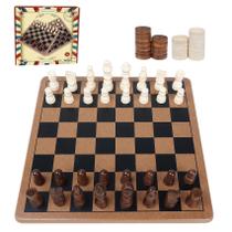 Conjunto de jogos de tabuleiro de xadrez e damas GOTHINK Wooden 2 em 1